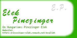 elek pinczinger business card